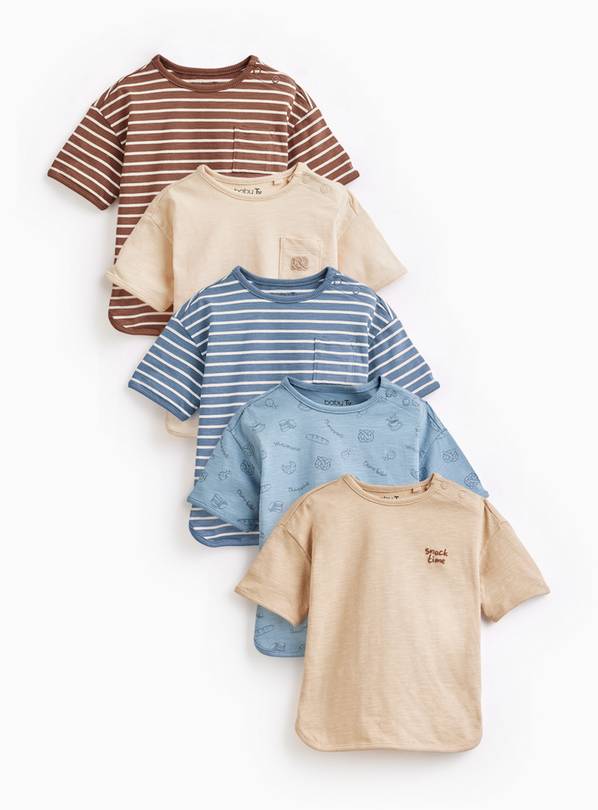 Bakery Graphic Striped Short Sleeve T-Shirts 5 Pack 3-6 months